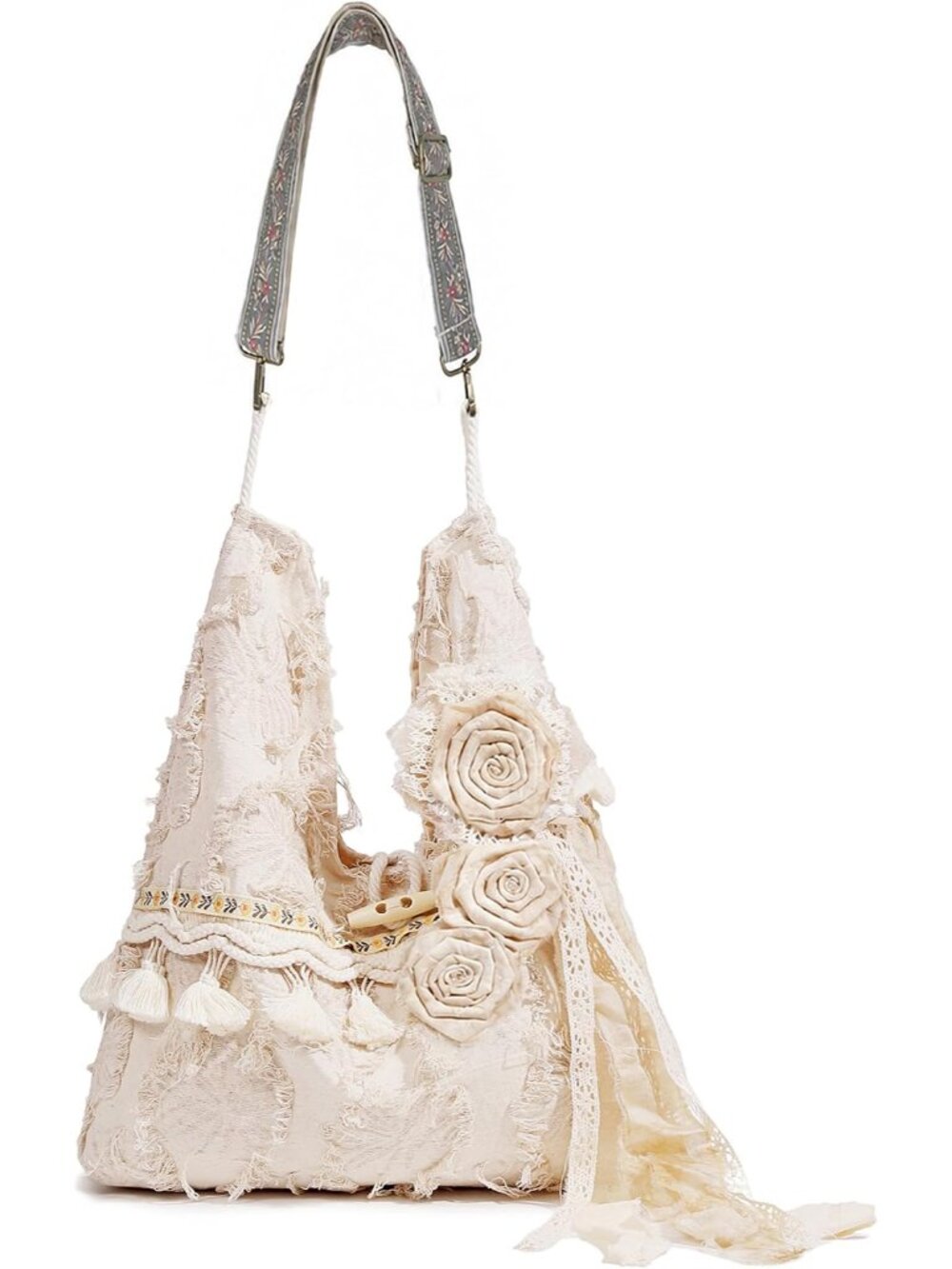 Boho Purses Bags for Women Hand Retro Hobo Handbag Flower Crossbody Purse | Frin